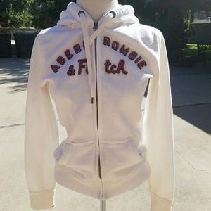 Abercrombie and Fitch white zip up hoodie jacket